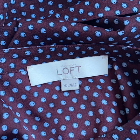 LOFT Burgundy Tie-Waist Dress (Size XS) - Picture 9 of 10